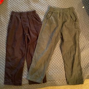 Bailey Boys, 5, brown & olive green corduroy pull on pants. Two pair of pants.